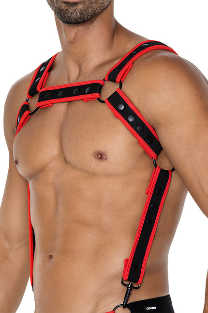 schwarz/roter Brust-Harness 05 - OS